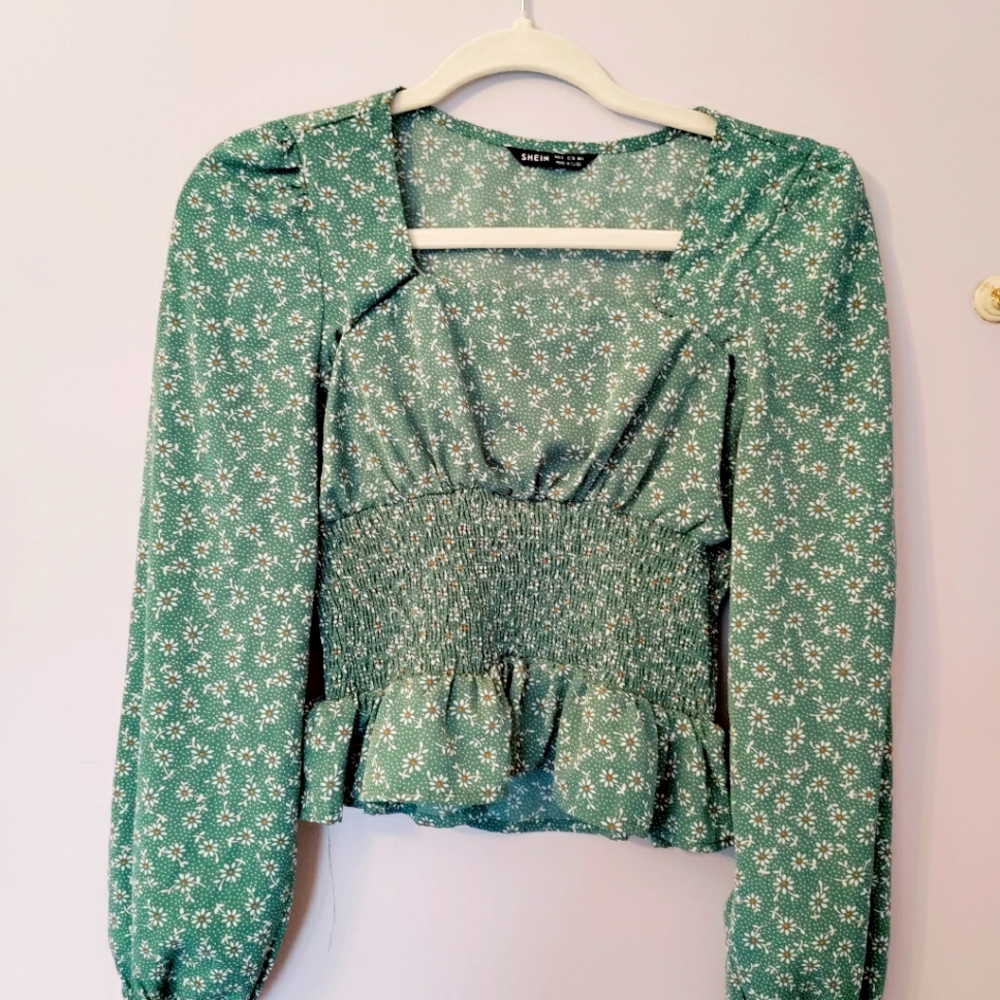 SHEIN Floral Green Top